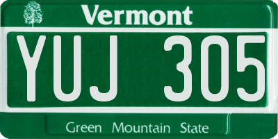 VT license plate YUJ305
