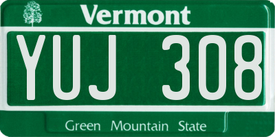 VT license plate YUJ308