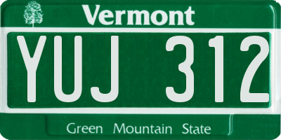 VT license plate YUJ312