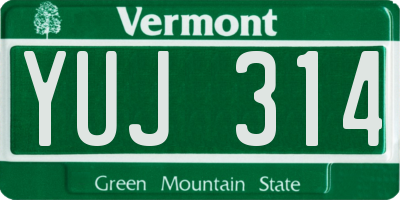 VT license plate YUJ314