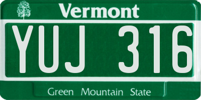 VT license plate YUJ316
