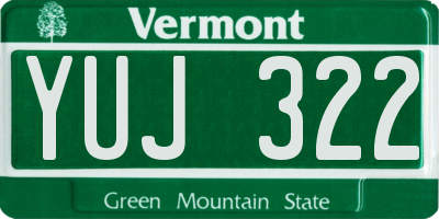 VT license plate YUJ322