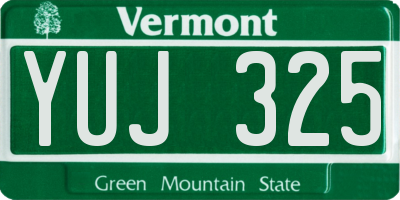 VT license plate YUJ325