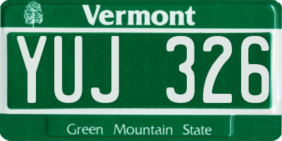 VT license plate YUJ326
