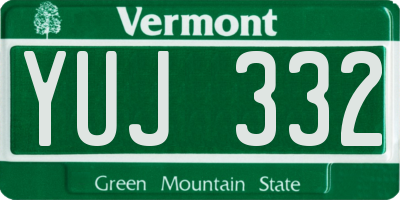 VT license plate YUJ332