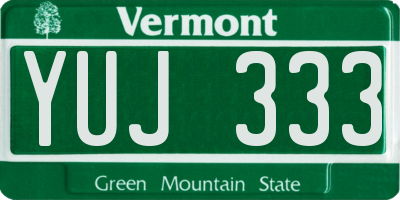 VT license plate YUJ333