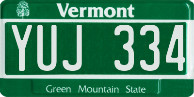 VT license plate YUJ334