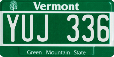 VT license plate YUJ336