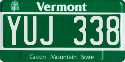 VT license plate YUJ338