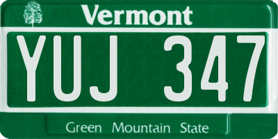 VT license plate YUJ347