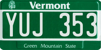 VT license plate YUJ353