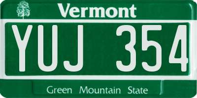 VT license plate YUJ354