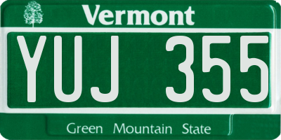 VT license plate YUJ355