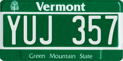 VT license plate YUJ357