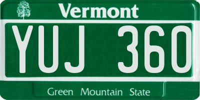 VT license plate YUJ360