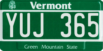 VT license plate YUJ365