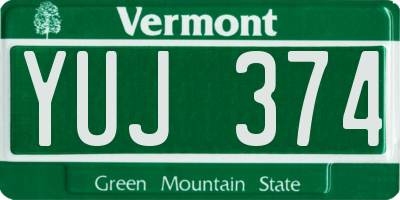 VT license plate YUJ374