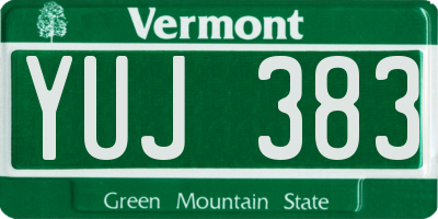 VT license plate YUJ383