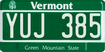 VT license plate YUJ385