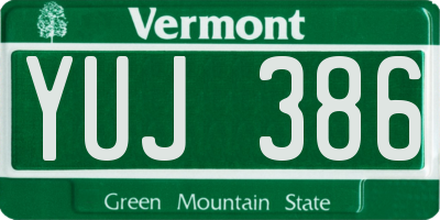 VT license plate YUJ386