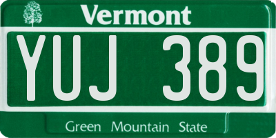 VT license plate YUJ389