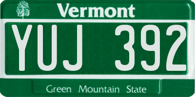 VT license plate YUJ392