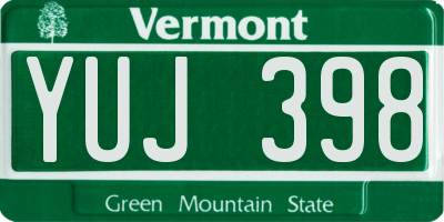 VT license plate YUJ398