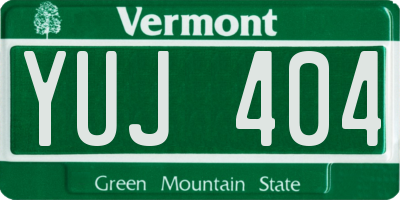 VT license plate YUJ404