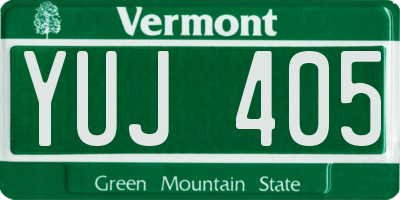 VT license plate YUJ405