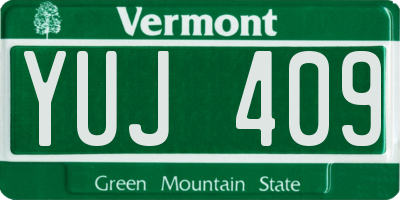 VT license plate YUJ409