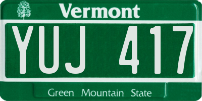 VT license plate YUJ417