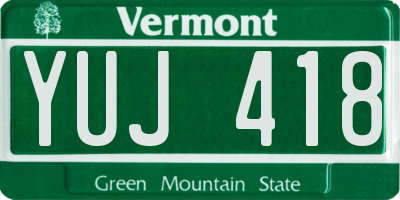 VT license plate YUJ418