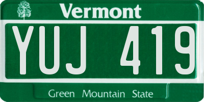 VT license plate YUJ419