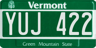 VT license plate YUJ422