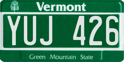 VT license plate YUJ426