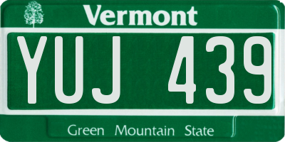 VT license plate YUJ439