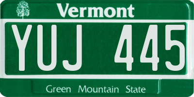 VT license plate YUJ445