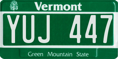 VT license plate YUJ447