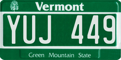 VT license plate YUJ449