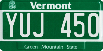 VT license plate YUJ450