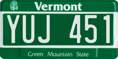 VT license plate YUJ451