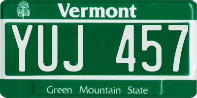 VT license plate YUJ457