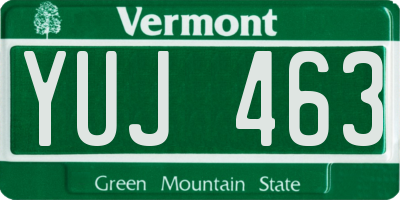 VT license plate YUJ463