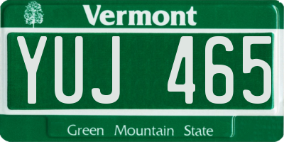 VT license plate YUJ465