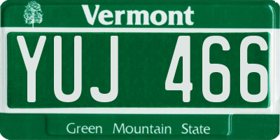 VT license plate YUJ466