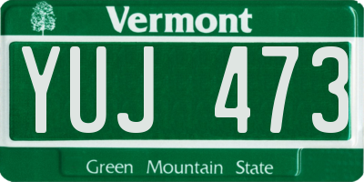 VT license plate YUJ473
