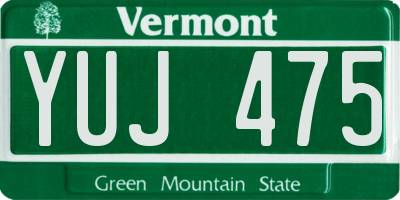 VT license plate YUJ475