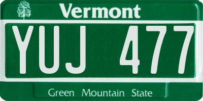 VT license plate YUJ477