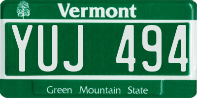 VT license plate YUJ494