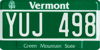 VT license plate YUJ498